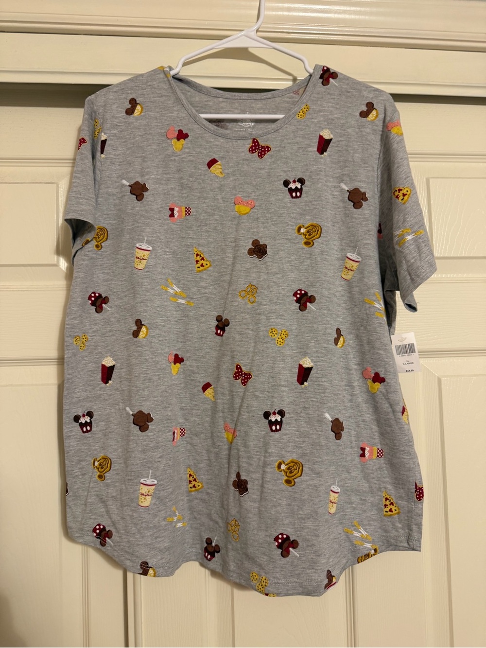 Disney Parks Exclusive Snacks Treats Food Icons Print Gray Shirt Top Size XL